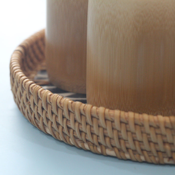Set of 5 Bamboo Cup with Seashell Tray
