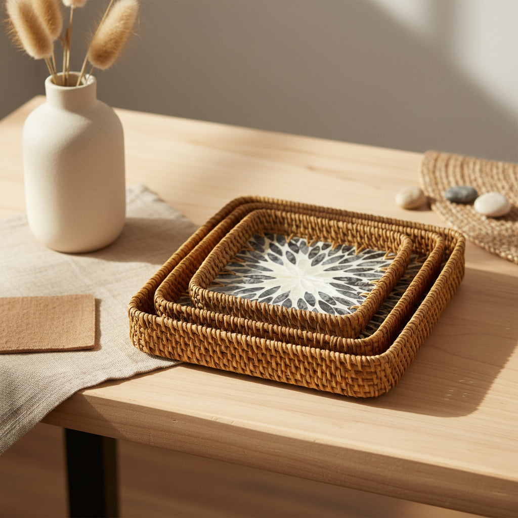 BLUE RAINDROP SQUARE SEASHELL TRAY