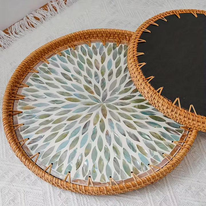 COLOURFUL FLORAL ROUND SEASHELL TRAY