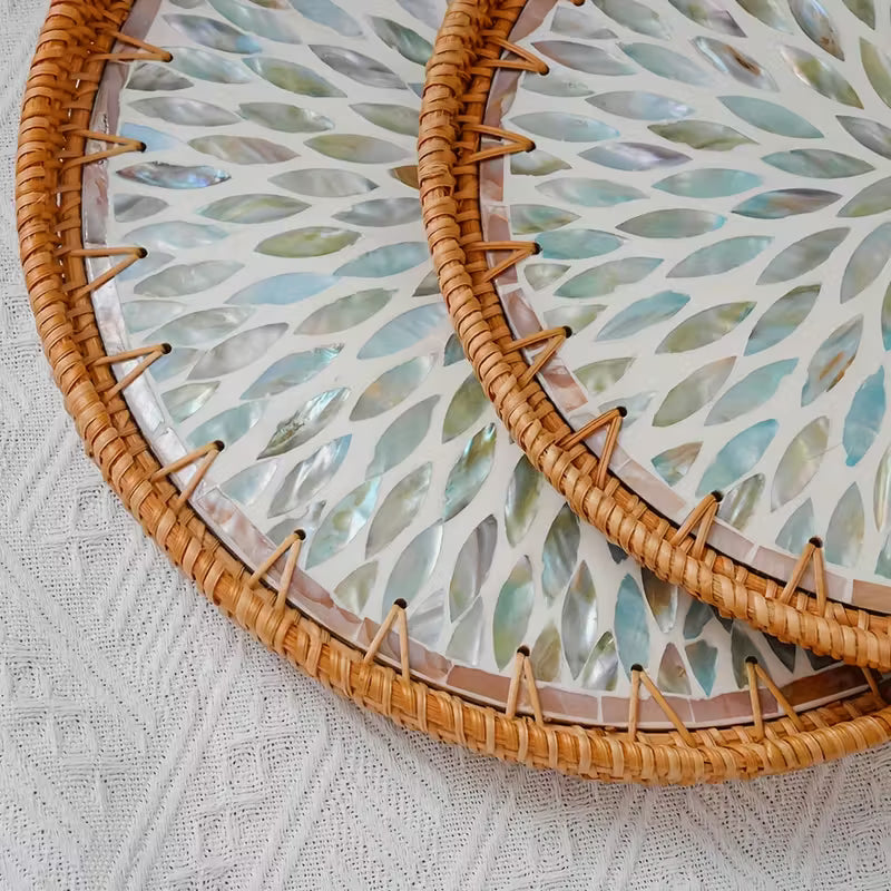 COLOURFUL FLORAL ROUND SEASHELL TRAY