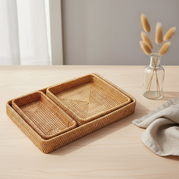 SET OF 3 RATTAN ORGANIZER