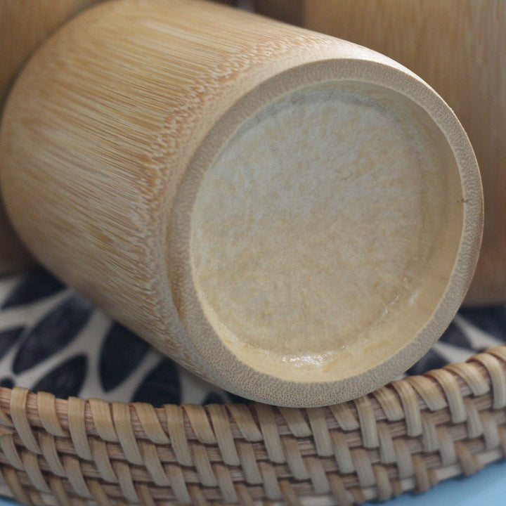 Set of 5 Bamboo Cup with Seashell Tray