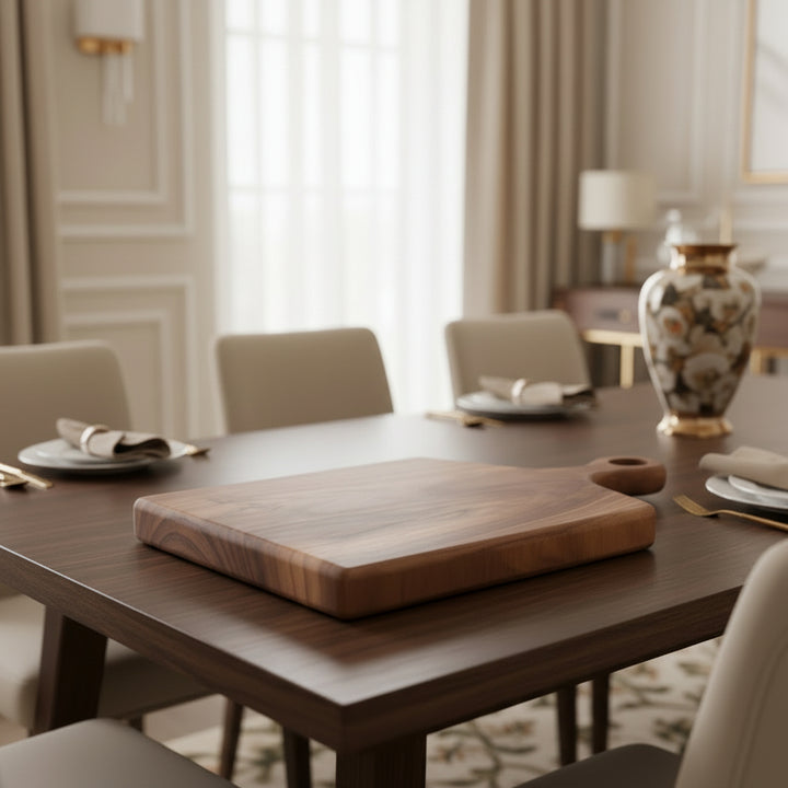 TEAK CUTTING BOARD SQUARE EXTENDED HANDLE