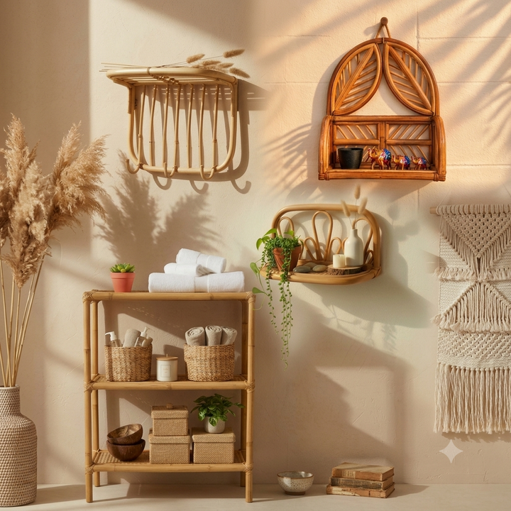 RATTAN WALL HANGING SHELF