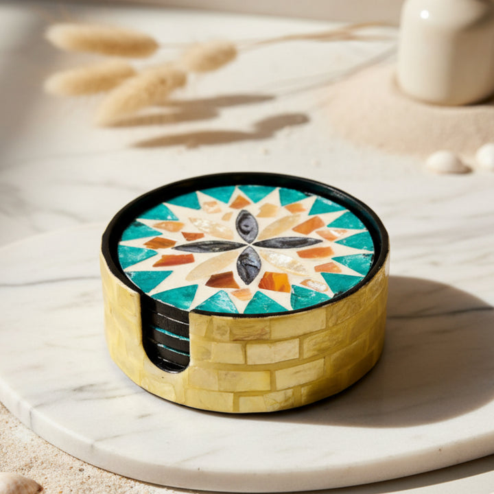 6 PC SEASHELL COASTER SET