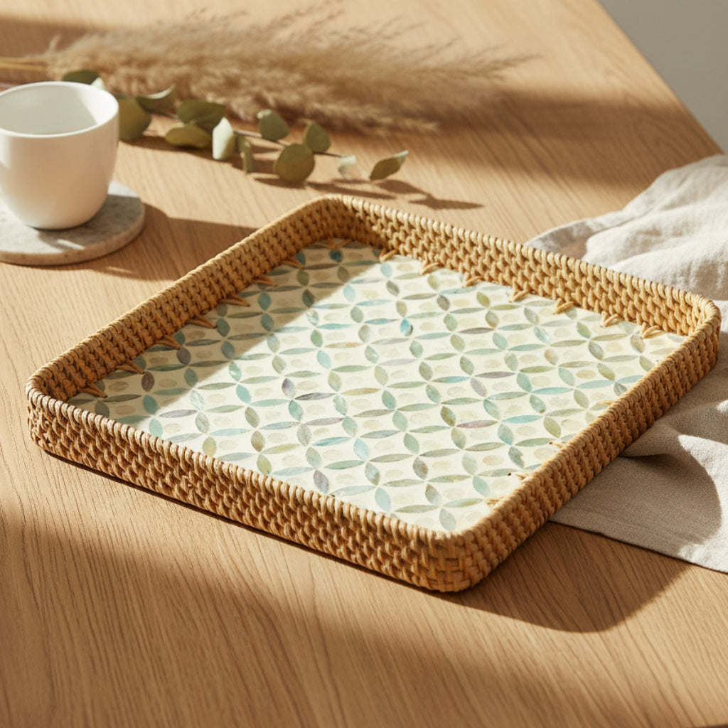 BLUE DIAMOND SQUARE SEASHELL TRAY