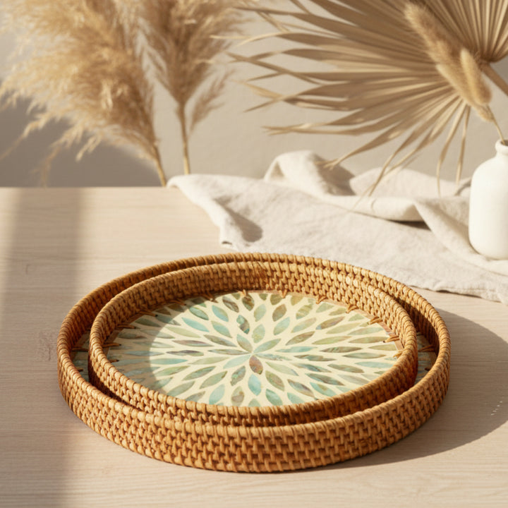 COLOURFUL FLORAL ROUND SEASHELL TRAY