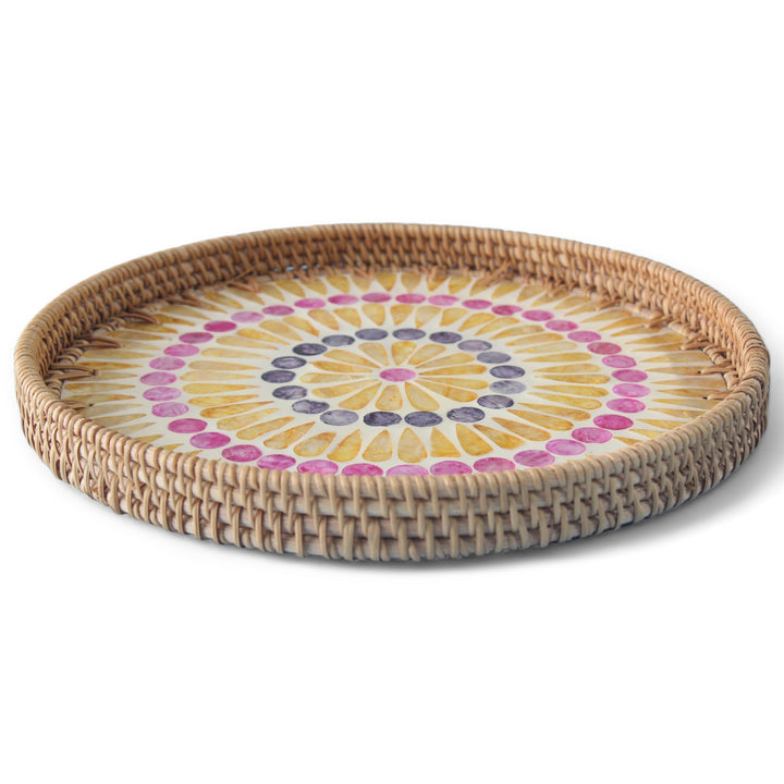 Polka Raindrop Round Seashell Cane Tray