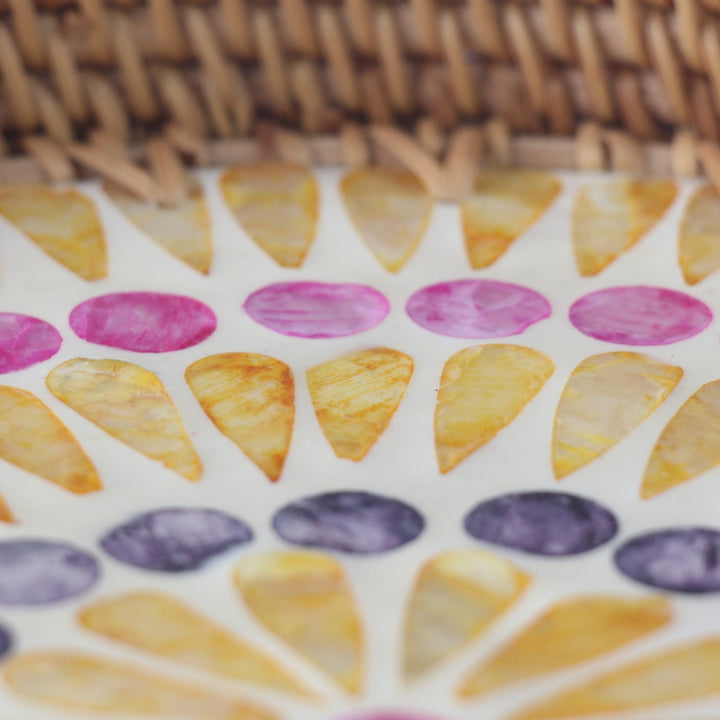 Polka Raindrop Round Seashell Cane Tray