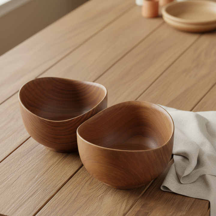 TEAK BOWL WAVY
