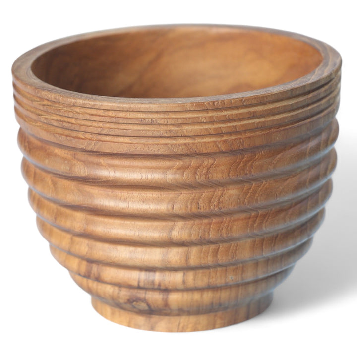 Teak Parallel Lines Bowl