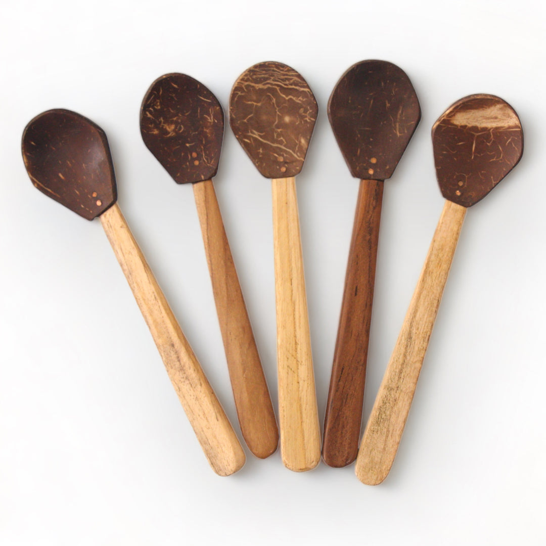 Set of 5 Coconut Shell Tea Spoons