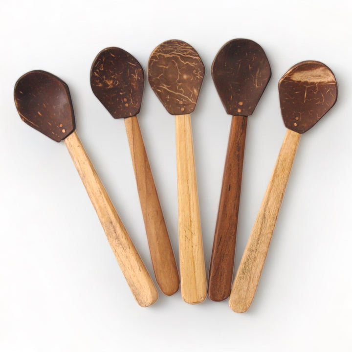Set of 5 Coconut Shell Tea Spoons