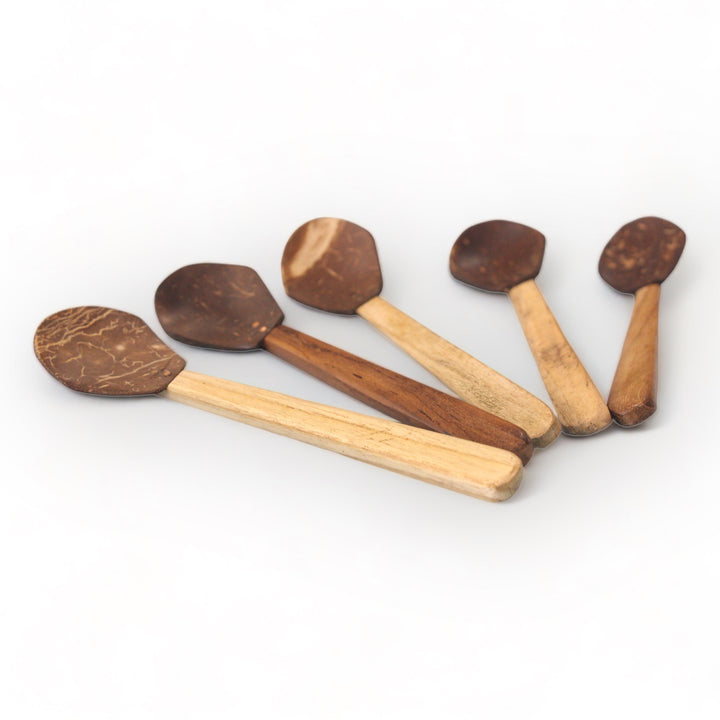 Set of 5 Coconut Shell Tea Spoons