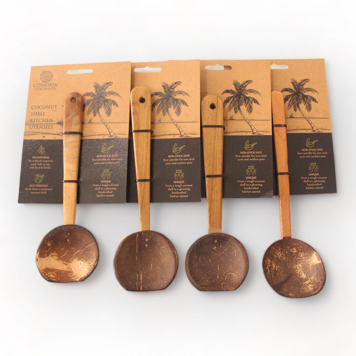 Small Serving Coconut Shell Ladle With Mahogany Wood Handle