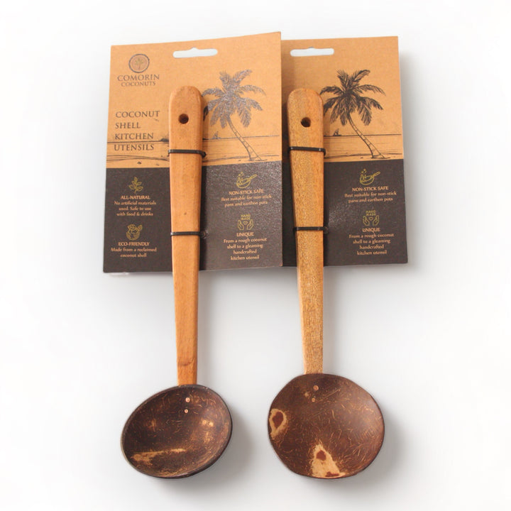 Large Serving Coconut Shell Ladle With Mahogany Wood Handle