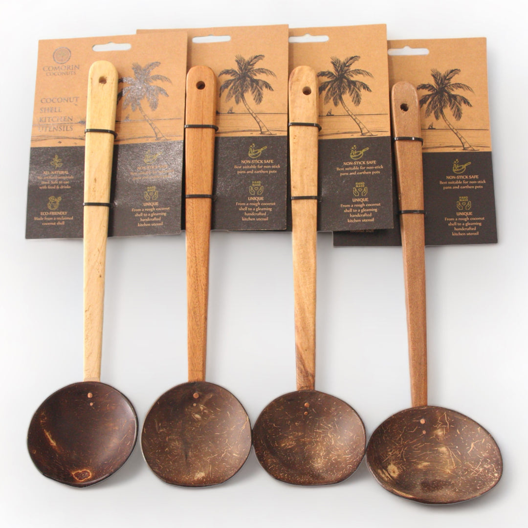 Large Serving Coconut Shell Ladle With Mahogany Wood Handle