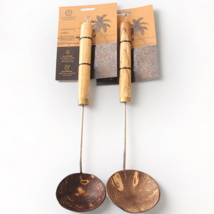 Coconut Shell Cooking Ladle With Stainless Steel Handle
