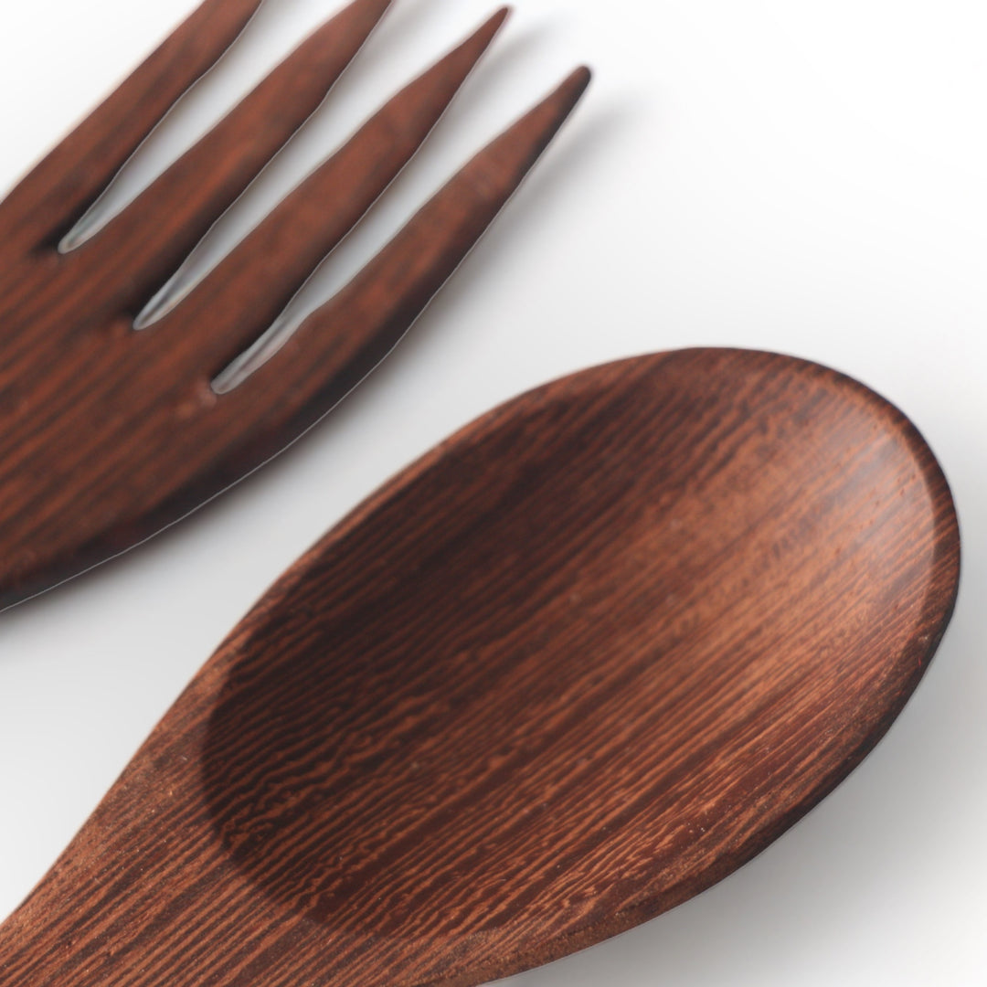 Set of 5 Ebony Wood Spoon & Fork