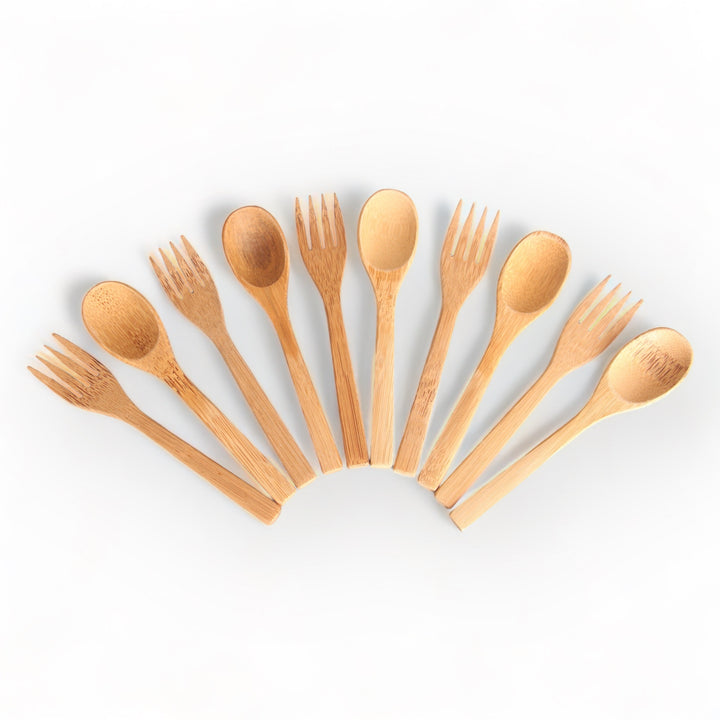 Set of 5 Bamboo Spoon & Fork