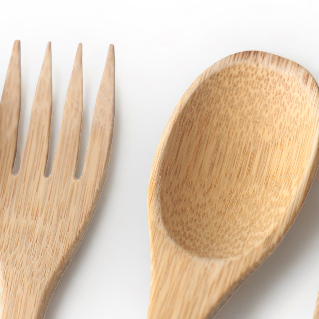 Set of 5 Bamboo Spoon & Fork