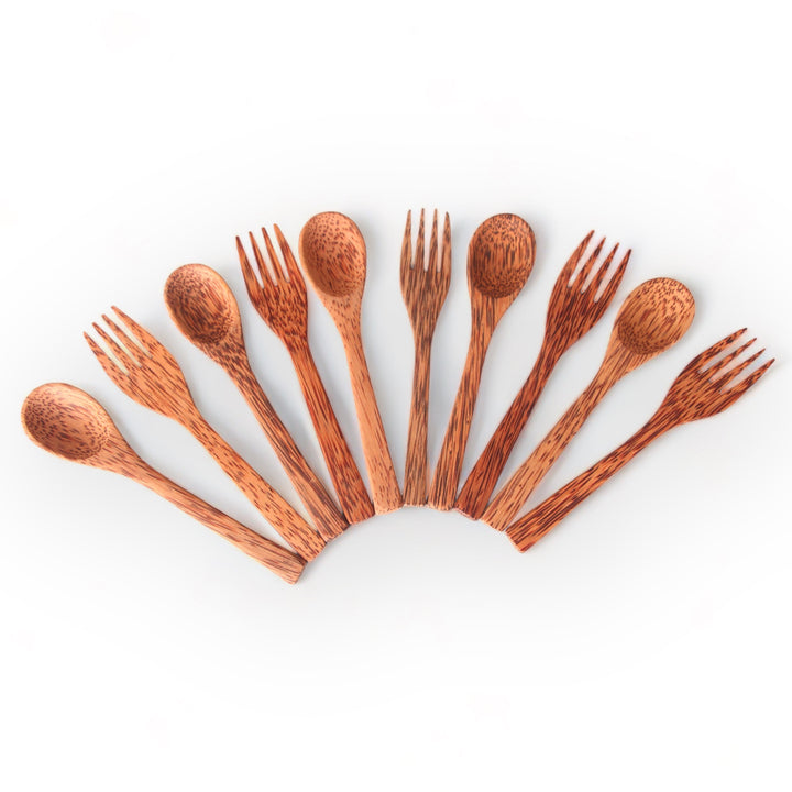 Set of 5 Coconut Wood Spoon & Fork