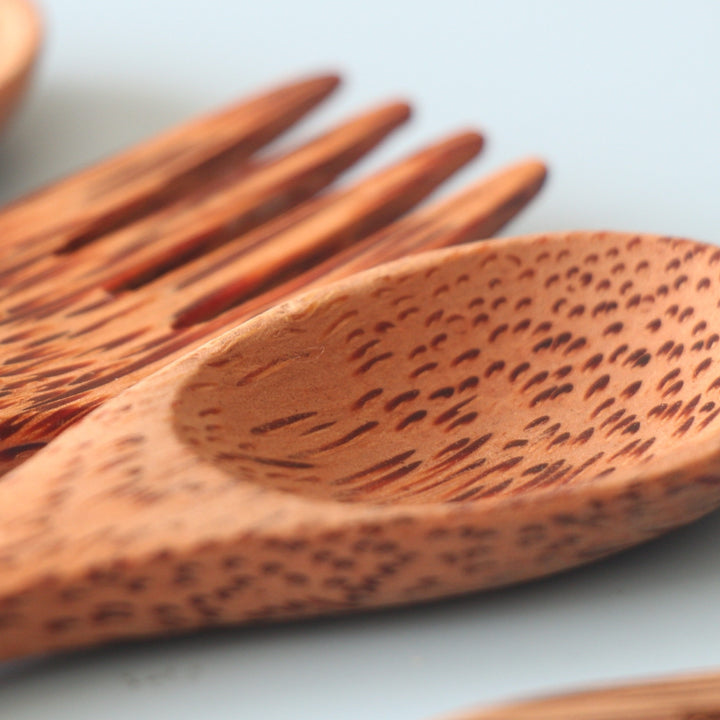Set of 5 Coconut Wood Spoon & Fork