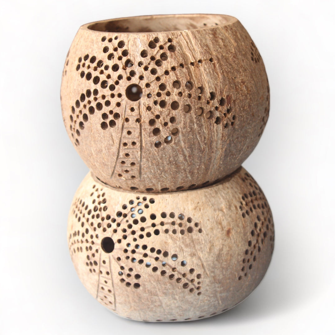 2-Set Coconut Tree Tea Light Candle Holders