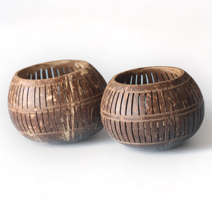 2-Set Striped Tea Light Candle Holders