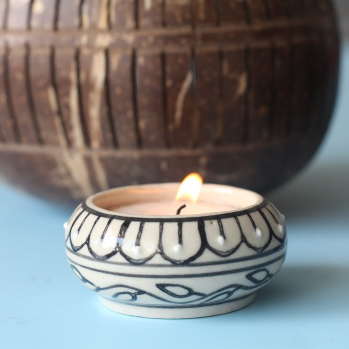 2-Set Striped Tea Light Candle Holders