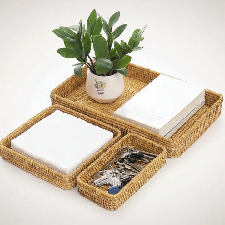 SET OF 3 RATTAN ORGANIZER