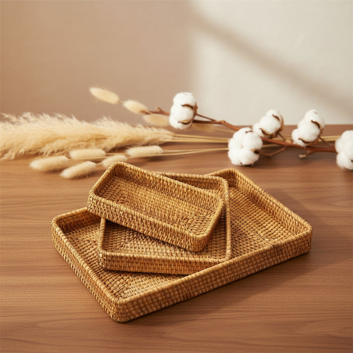 SET OF 3 RATTAN ORGANIZER