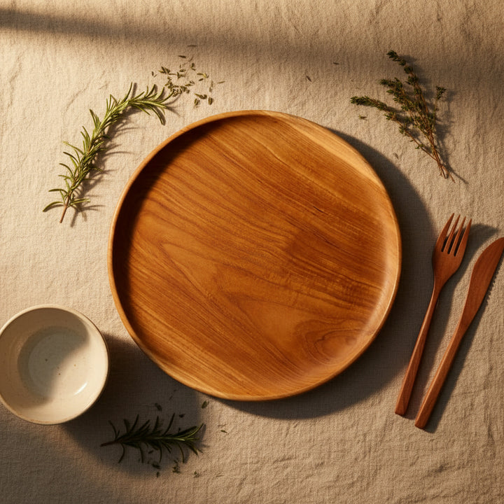 TEAK ROUND PLATE PLAIN