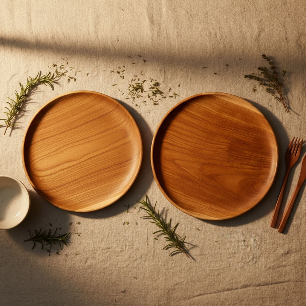 TEAK ROUND PLATE PLAIN
