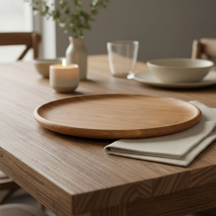 TEAK ROUND PLATE PLAIN