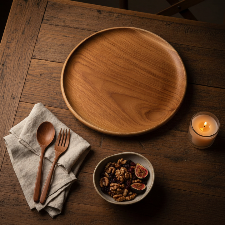 TEAK ROUND PLATE PLAIN