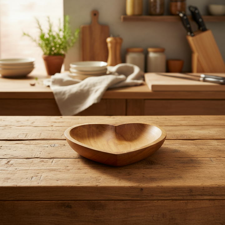 TEAK HEART SAUCER