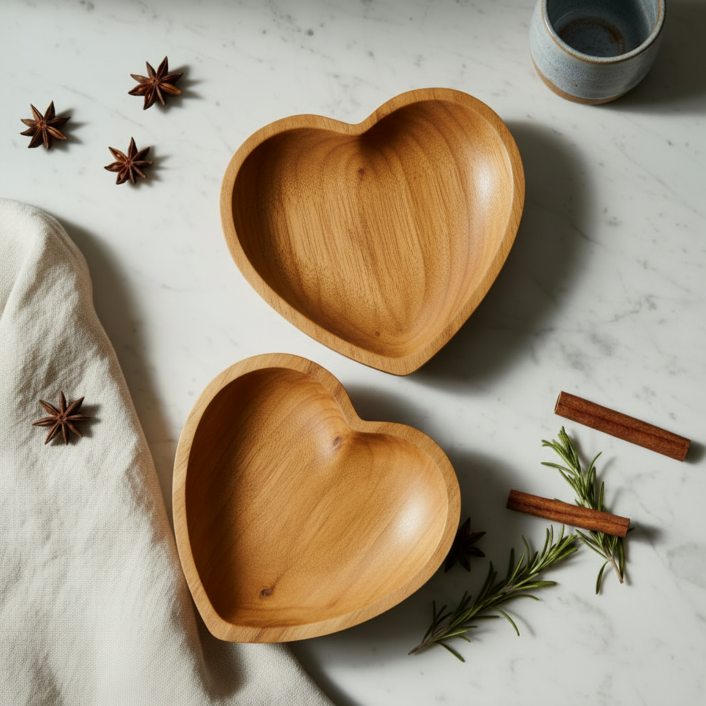 TEAK HEART SAUCER