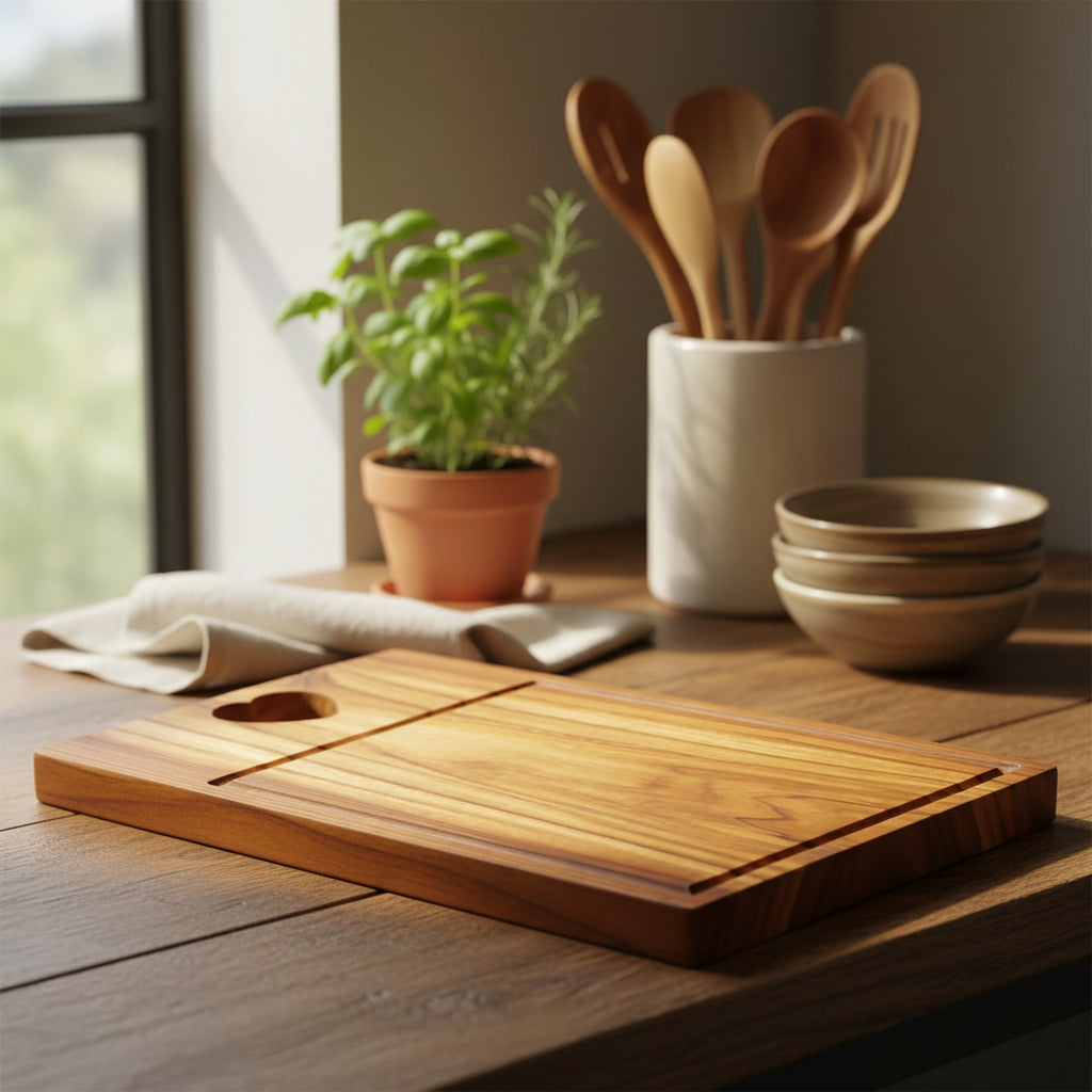 CUTTING BOARD HEART HANDLE WITH GROOVE