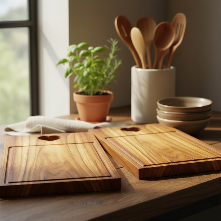 CUTTING BOARD HEART HANDLE WITH GROOVE