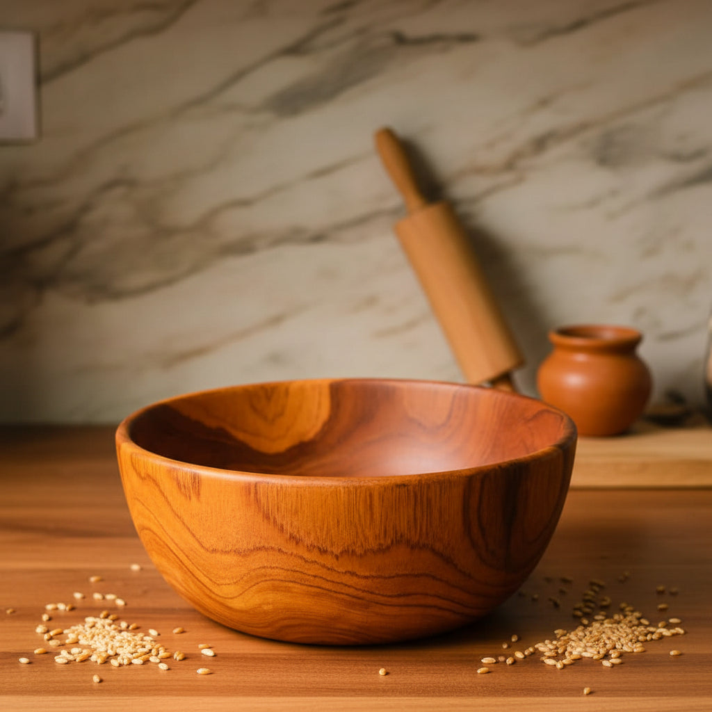 TEAK CHAPATI BOWL