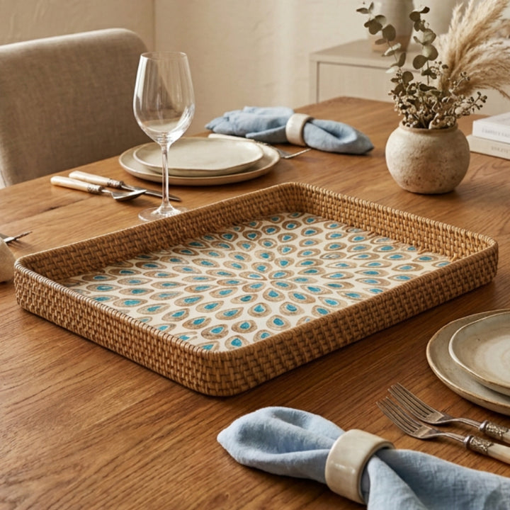 PEACOCK RECTANGLE SEASHELL TRAY