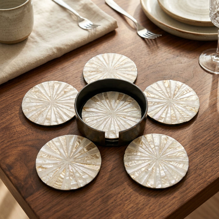 6 PC SEASHELL COASTER SET