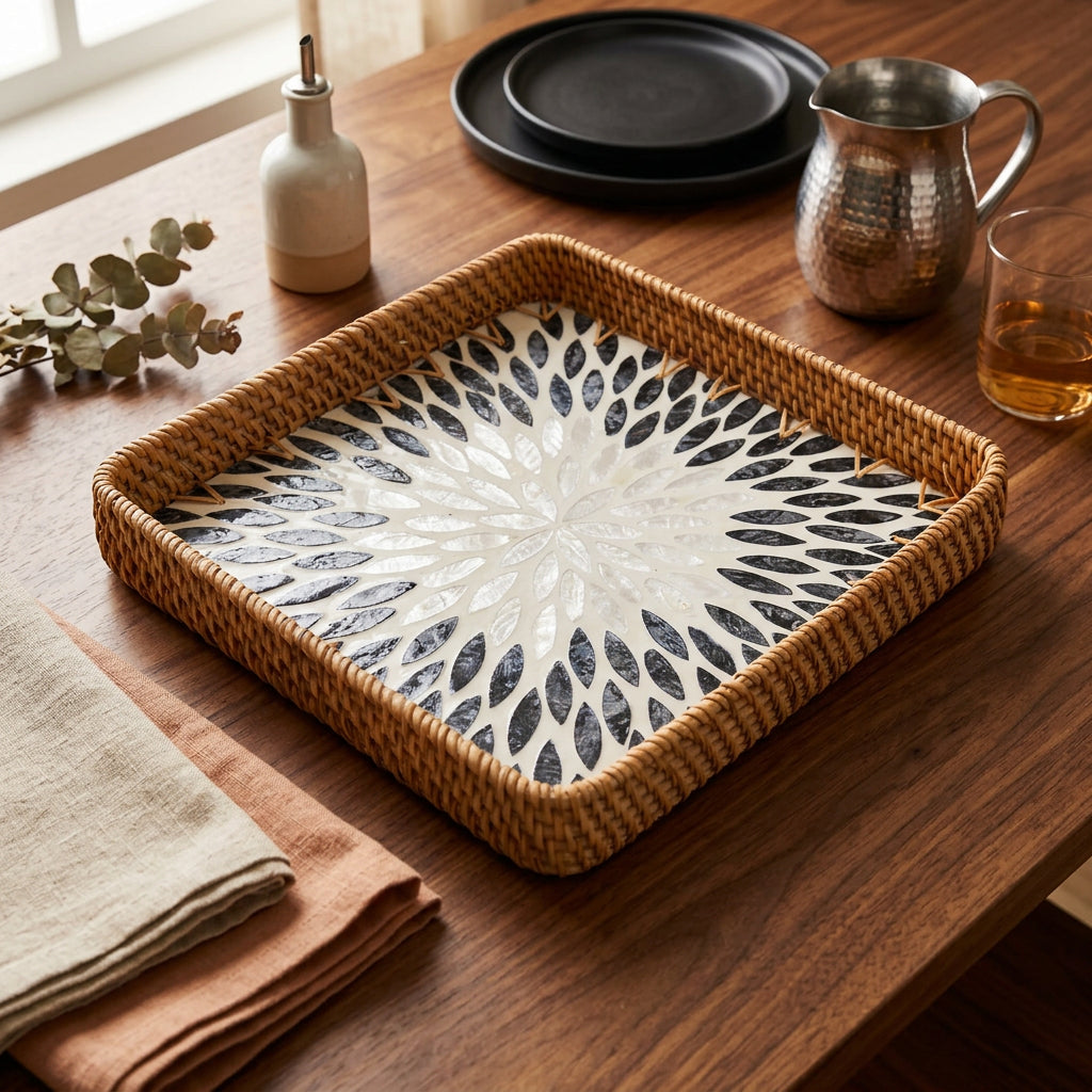 BLUE RAINDROP SQUARE SEASHELL TRAY