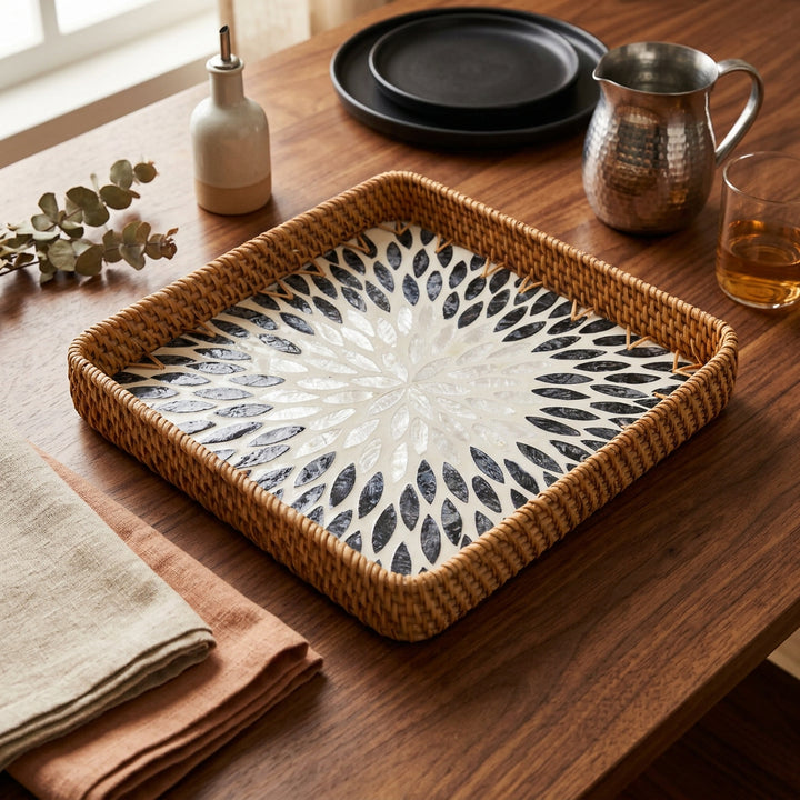 BLUE RAINDROP SQUARE SEASHELL TRAY