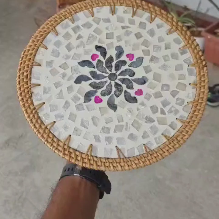INLAID SHELL & RATTAN PLACEMAT